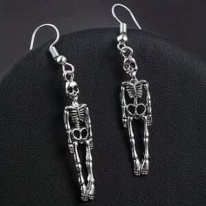 NEW Women silver skeleton mini earrings